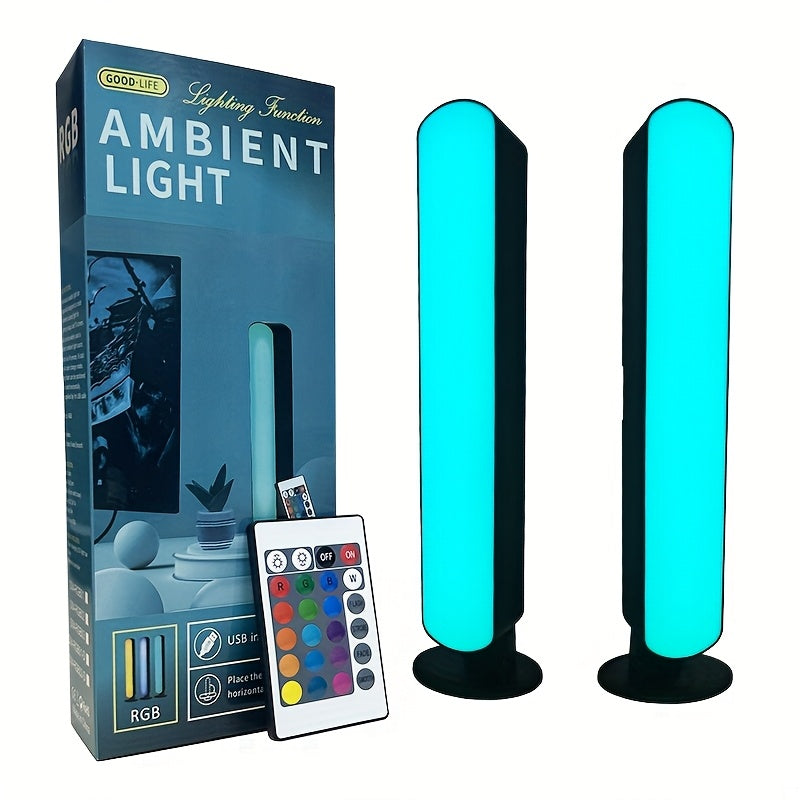 RGB LED Geometric Table Lamp with Remote Control - USB Powered Color-Changing Mood Light, Polished Metal End