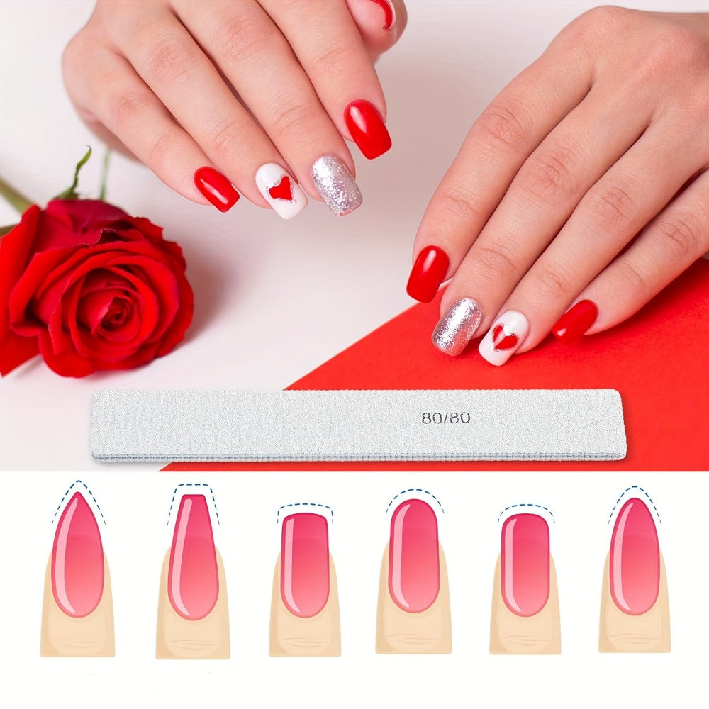 50-Piece Double-Sided Nail File Set in 80/80, 100/100 or 100/180 Grit Options for Acrylic and Gel Nails