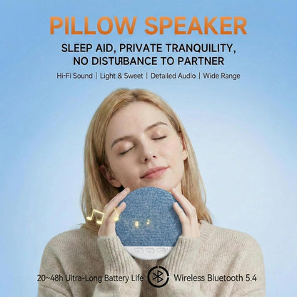Ultra Slim Under Pillow Sleep Speaker with White Noise, Bluetooth 5.4 Pillow Headphones for Side Sleepers, 30/60 Min Auto Sleep Timer, Lightweight Bone Conduction Sound Design for Sleeping, Insomnia Relief & Relaxation – Blue