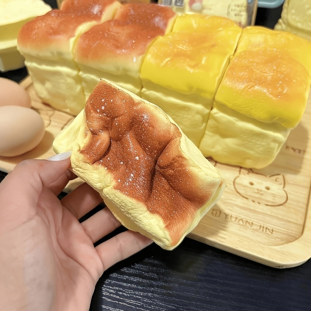 Squishy Bread and Butter Squeeze Toy Set 2pcs – Slow Rising Custard Bread Squishies with Creamy Scent, Non-Toxic Stress Relief Desk Toy & Cute Anxiety Fidget Toy for Kids and Adults