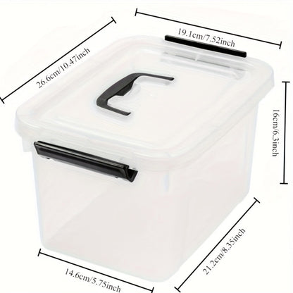 Six-Piece 6-Quart Clear Storage Box Set with Black Latches, Carry Handles and Stackable Lids
