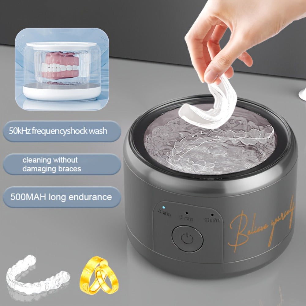 50 kHz Compact Ultrasonic Cleaner in Black Art Edition with Three Front Cleaning Modes for Small Items