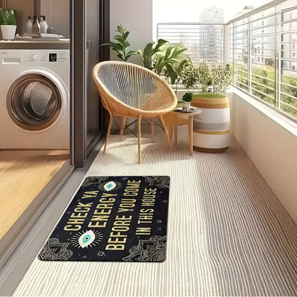 Funny Doormat Check Ya Energy Before You Come In This House Quick Dry Anti-Slip Back Entrance Indoor Bedroom Rug Novelty Welcome Mat Home Decor Gift 24x16in 31x20in