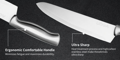Stainless Steel Kitchen Knife Set Chef Knife Damascus Black Knife Block for Home Cooking, Dining and Outdoor Meals