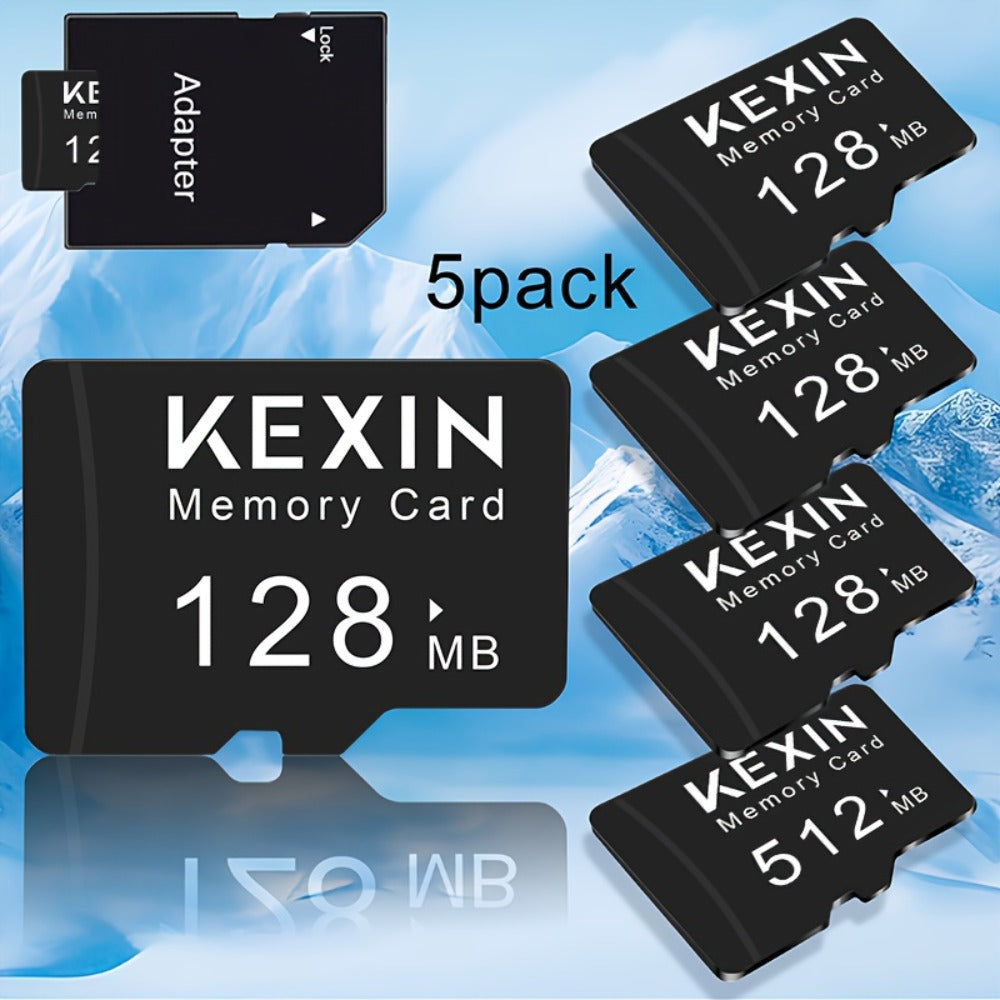 5-Pack SD Card 128MB 512MB KEXIN – Class 4 TF Flash Memory Cards for Phone Camera Tablet Laptop Car Audio Game Console – Bulk Value Set Secure Digital Storage Multi-Device Compatible