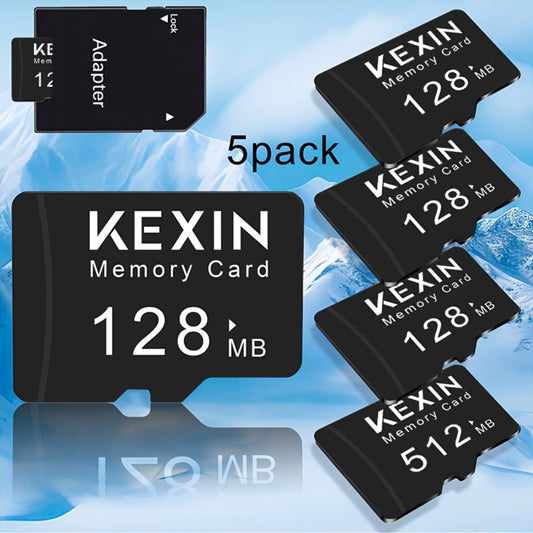 5-Pack SD Card 128MB 512MB KEXIN – Class 4 TF Flash Memory Cards for Phone Camera Tablet Laptop Car Audio Game Console – Bulk Value Set Secure Digital Storage Multi-Device Compatible