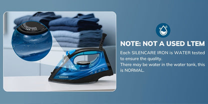 Steam Iron Non-Stick Bottom Plate High Pressure Anti-Calc Safety Protection Adjustable Temperature Steam Settings Dry Wet Clothes Fast Heating Travel Essential Blue
