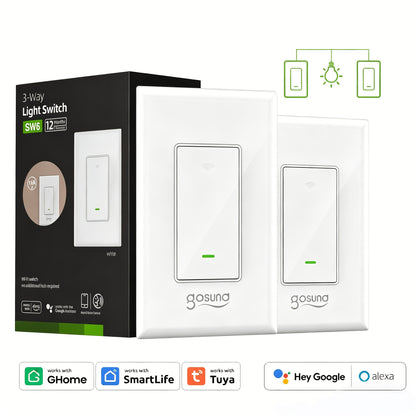 3-Way WiFi Smart Light Switch – Gosund Single-Pole & 3-Way Wall Switch, Works with Alexa & Google Home, Schedule, Timer, Voice & App Control, No Hub, Neutral Wire Required, FCC Certified (1/2/4 Pack)