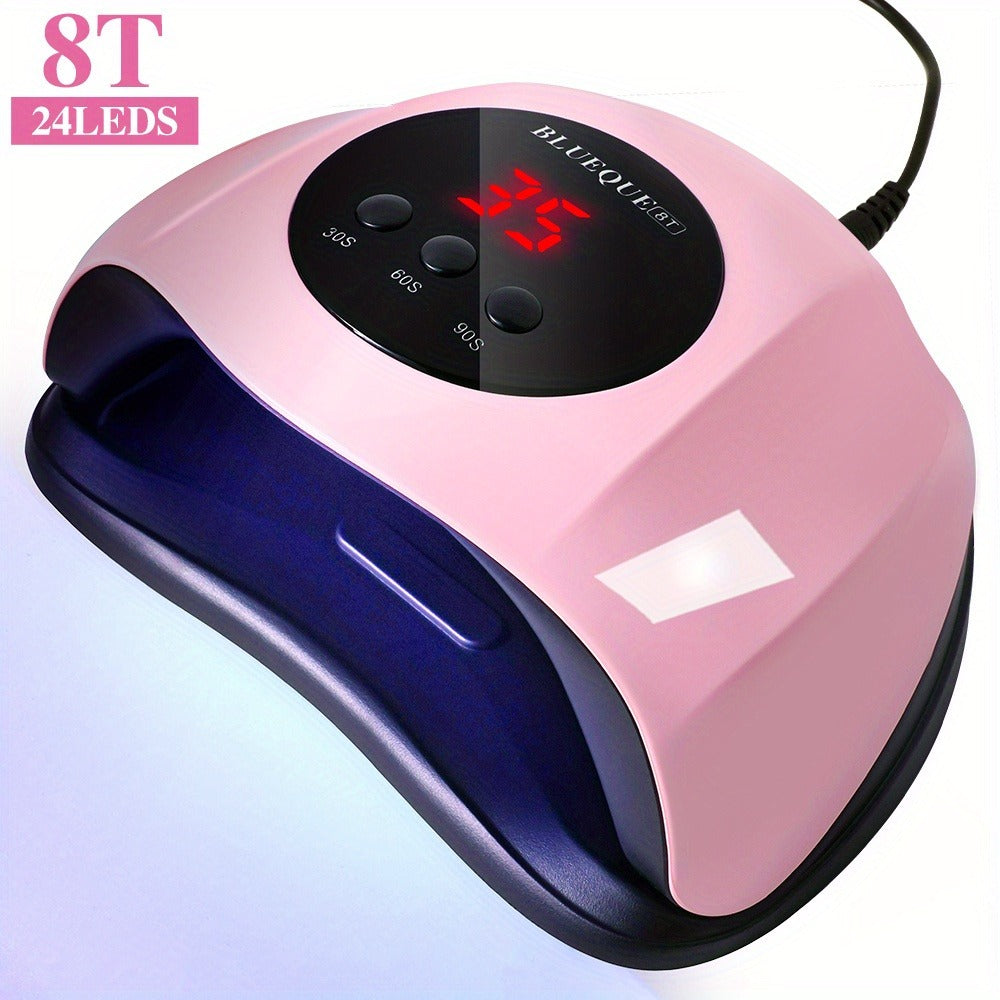 8T UV LED Nail Lamp with 24 Light Beads, Infrared Hand Sensor, 30/60/90s Timers and Two USB Styles