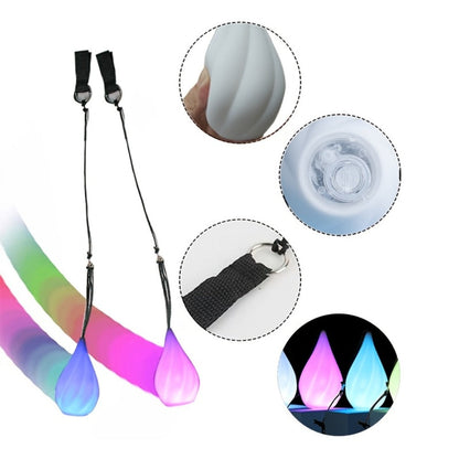 Glow Poi Balls LED Spinning Set 1 Pair – Rainbow Fade & Strobe Light Up Poi for Beginners & Professionals Flow Arts Dance Rave Festival Performance Toy Gift