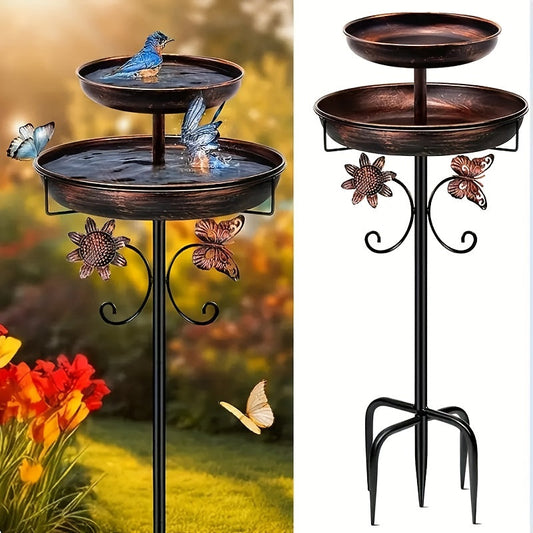 Bird Bath | Heavy Duty Metal Double Layer 5-Claw Base Garden Courtyard