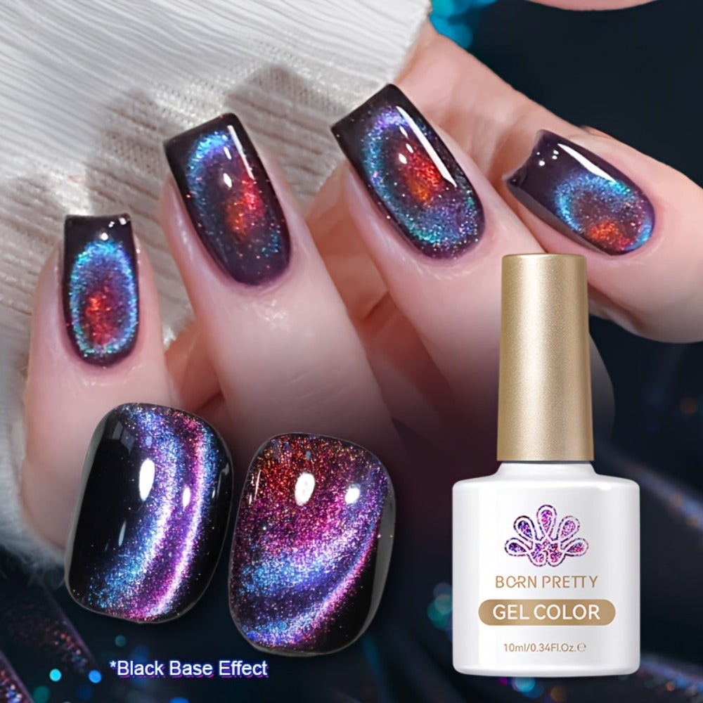 Gel Nail Polish 6-Color 9D Polaris Magnetic Set with Six 10ml Glass-Water-Light Shades for Nail Art
