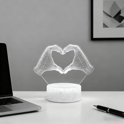Heart Hands Acrylic LED Night Light with 16 Colors, Touch and Remote Controls and Three Base Styles