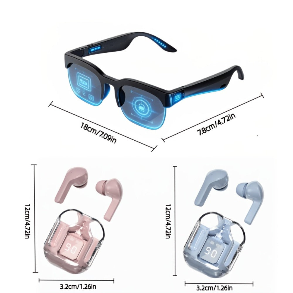 Smart Glasses HiFi Audio Sunglasses with Real-Time Translation, Bluetooth Calls and Five Glasses or Headphone Bundle Options