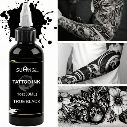 Tattoo Ink Black & White Set 1.01oz — High Brightness Fine Particle Formula, Permanent Body Ink, Needle & Machine Compatible for Professional Studios & Hobbyists