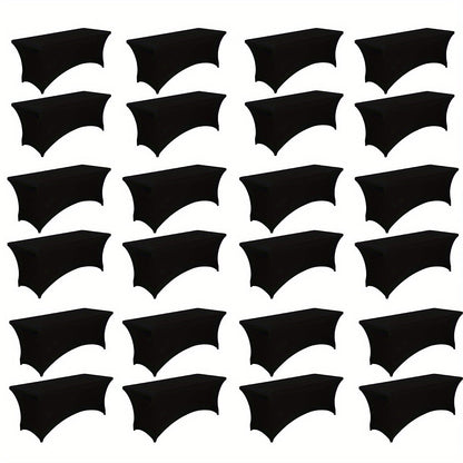 6 Foot Stretch Tablecloth 6/12/24 Pack - Rectangular Spandex Table Cover for Weddings, Trade Shows & Events