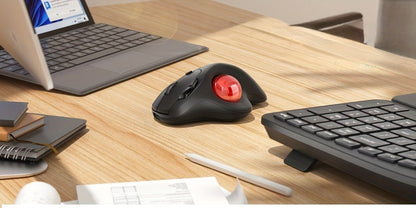 Wireless Trackball Mouse Rechargeable Ergonomic Thumb Control 3 Device Connection 2.4G USB Receiver Bluetooth 4 DPI Settings Precise Smooth Tracking Compatible with PC Laptop Mac Windows