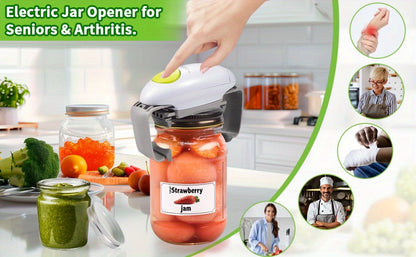 RoboTwist-Style Battery Jar Opener with One-Touch Control, Adjustable Jaws and Two Button Colors
