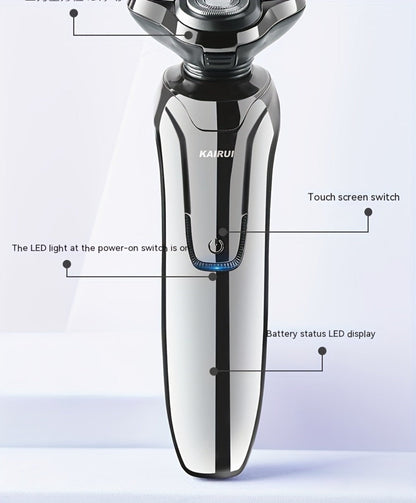 Electric Shaver 4D Floating Triple-Blade Razor with Wet/Dry Waterproof Use, LED Display and Type-C Charging