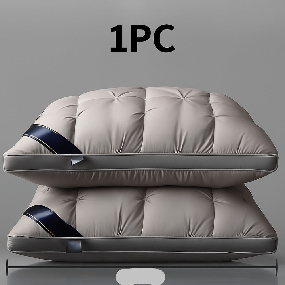 Soft Polyester Fiber Bed Pillow with Satin Cover and Zipper in White or Gray, One or Four-Pack Options