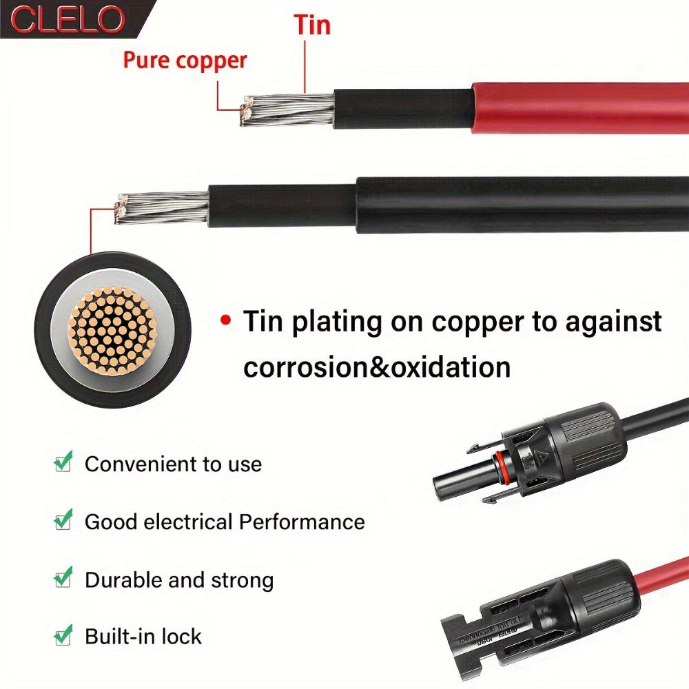 Solar Panel Extension Cable 14AWG – Tinned Copper MC4 Connector Wire for RV, Camper & Off-Grid Solar Systems | 30FT or 40FT