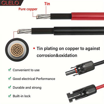 Solar Panel Extension Cable 14AWG – Tinned Copper MC4 Connector Wire for RV, Camper & Off-Grid Solar Systems | 30FT or 40FT