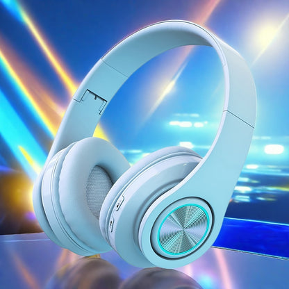 LED Light Over-Ear Wireless Headphones Deep Bass Subwoofer, Active Noise Cancelling Foldable Headset Bluetooth 5.3