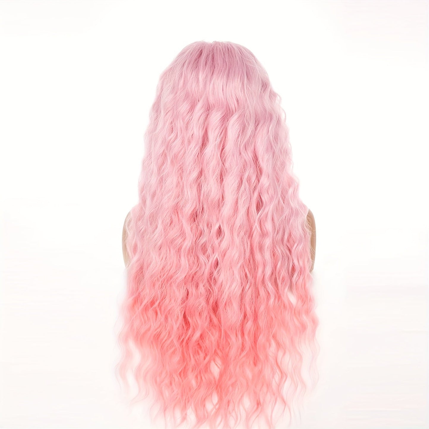 Synthetic Wig 30-Inch Long Curly Waves with Dark Roots, Middle Part and Three Ombre Colors