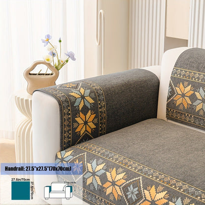 Sofa Cover, Chenille Bohemian-Style Couch Pad in Three Colors with Armrest and One-to-Four-Seat Sizes