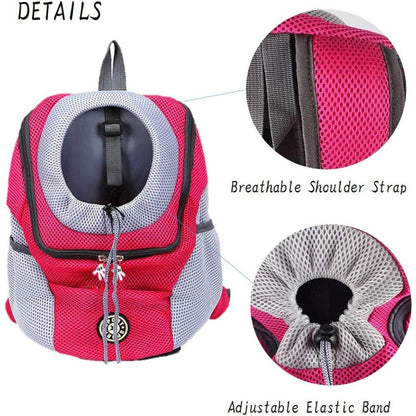 Head-Out Pet Carrier Backpack with Mesh Panels, Side Pockets and RoseRed or Black Medium Options