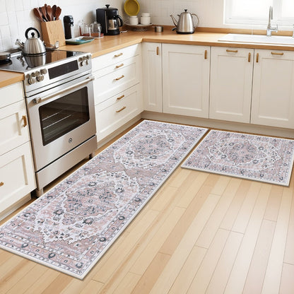 Anti Fatigue Kitchen Mat Set of 2 Non-Slip Cushioned Kitchen Rugs Boho Distressed Runner for Sink Laundry Office Standing Mat