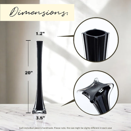 Eiffel Tower Vase Pack of 12 – Tall Glass Flower Vases for Wedding Centerpiece, Event Table Decor, Floral Arrangements & Party Decoration, Clear Black White, 12" 16" 20" 24" Sizes