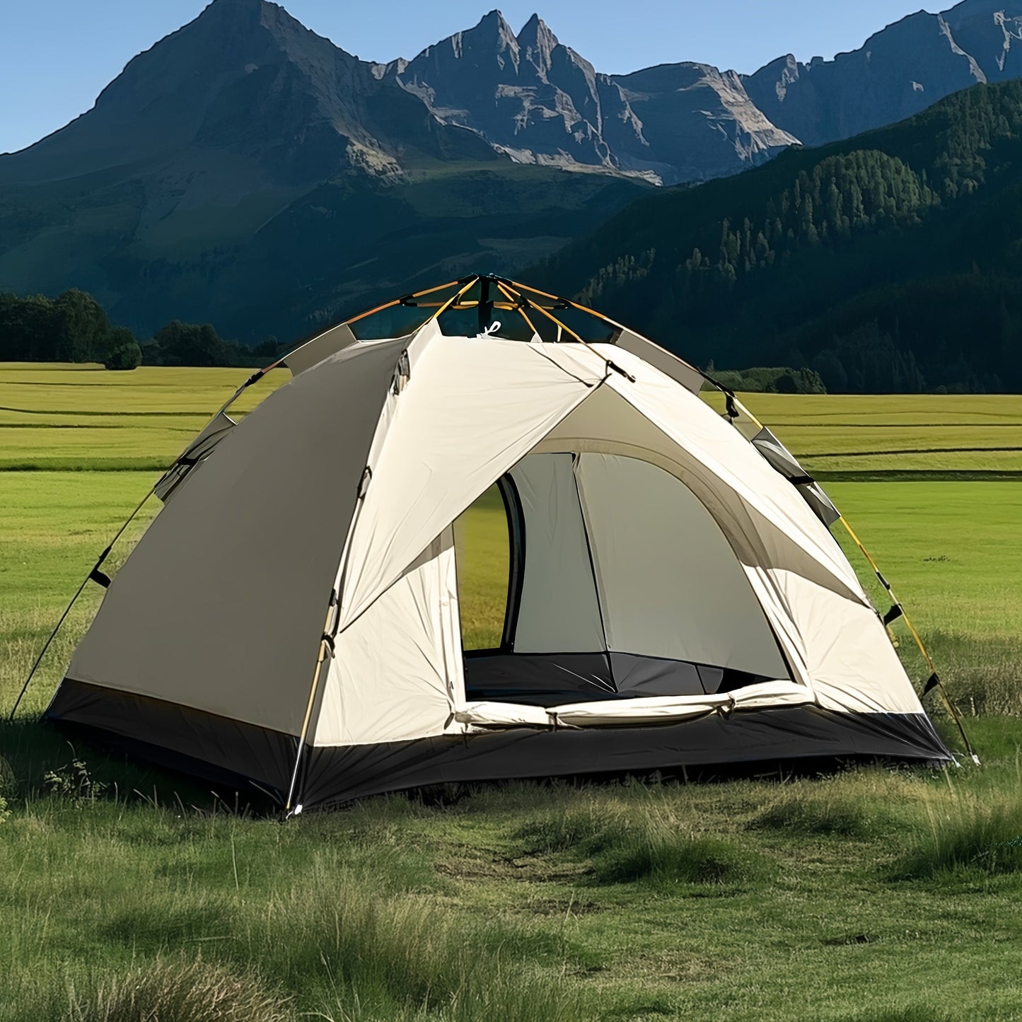 Pop Up Tent Windproof Sun Resistant Double Door Camping Outdoor