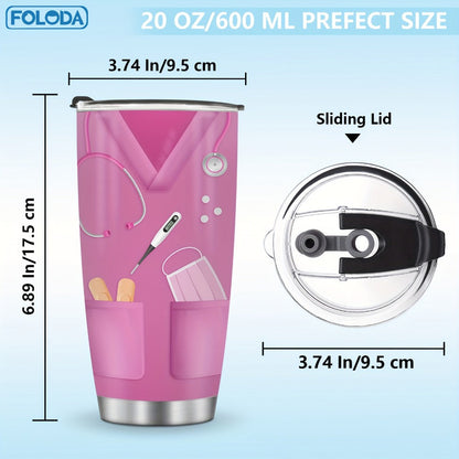Insulated Tumbler 20oz Nurse Graphic Stainless Steel Vacuum Travel Mug in Four Color Options