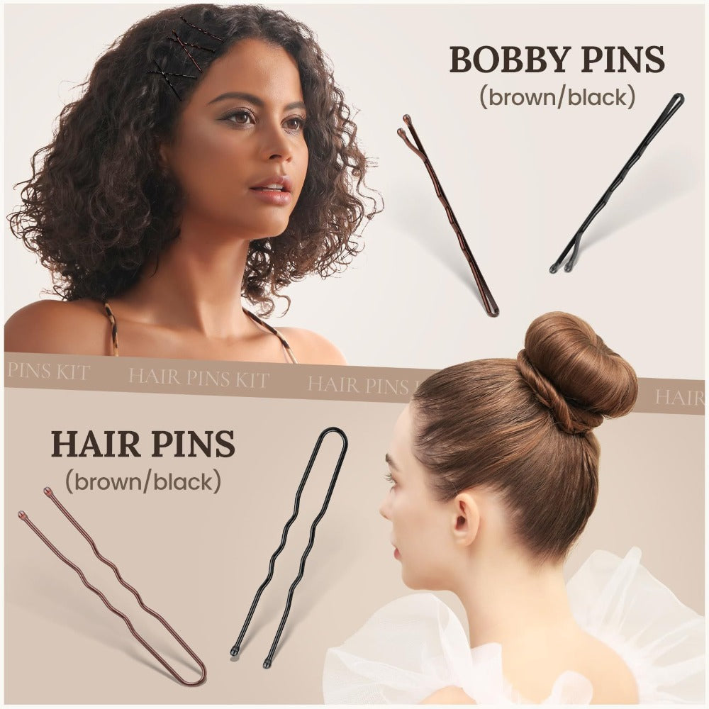 163pcs Hair Ties & Clips Set Dance Styling Kit with Hair Nets Bobby Pins Snap Clips Complete Hair Accessories for Girls Dance Competition Recital Performance