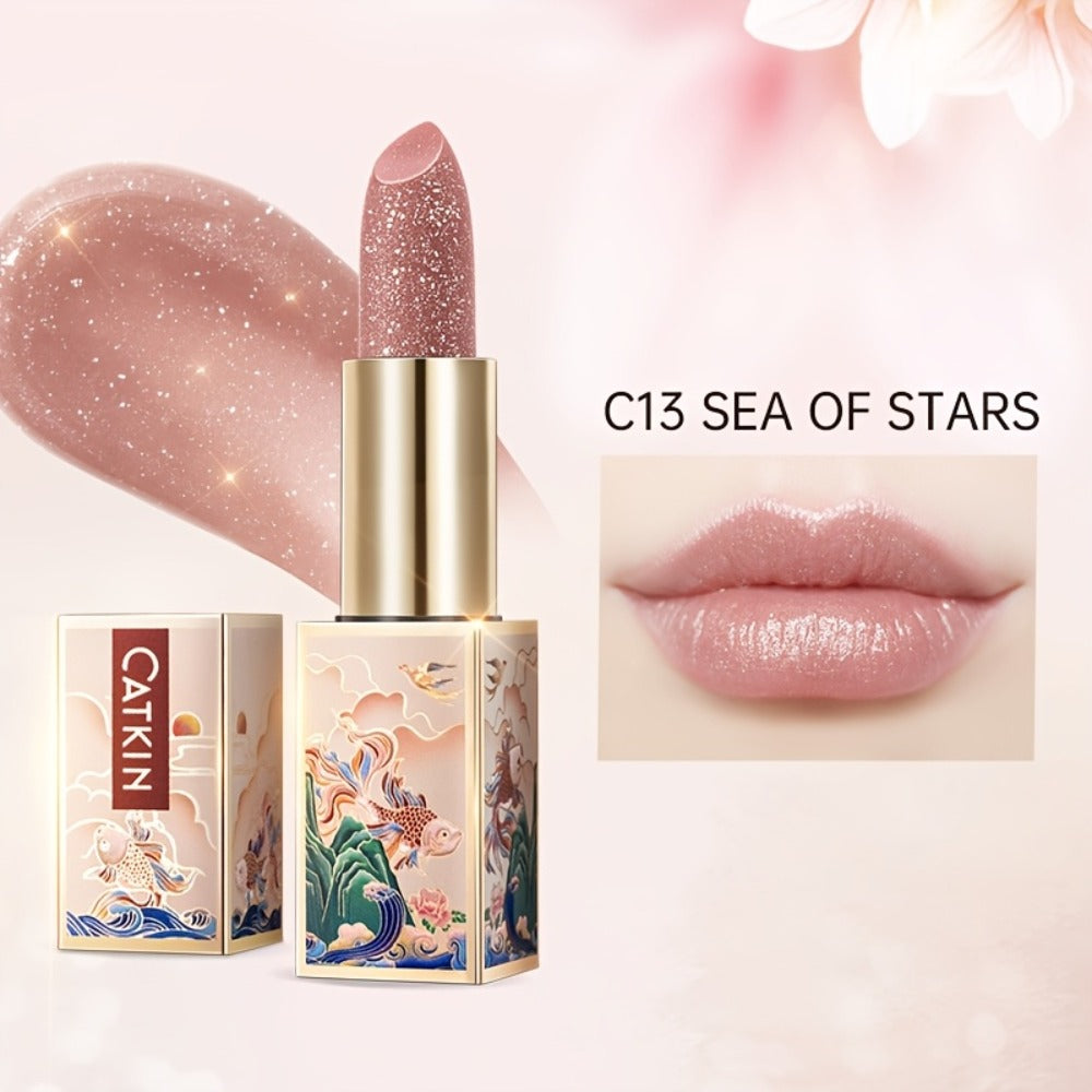 Lip Balm CATKIN Tinted Stick with Five Named Shade Options, Glossy Finish and Floral Packaging