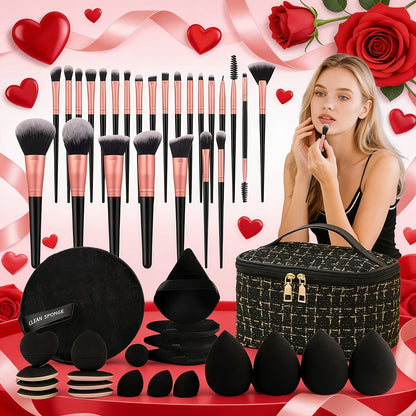 Makeup Brush Set, 41- or 47-Piece Synthetic Bristle Collection with Face Brushes, Eye Brushes, Sponges and Storage Bag
