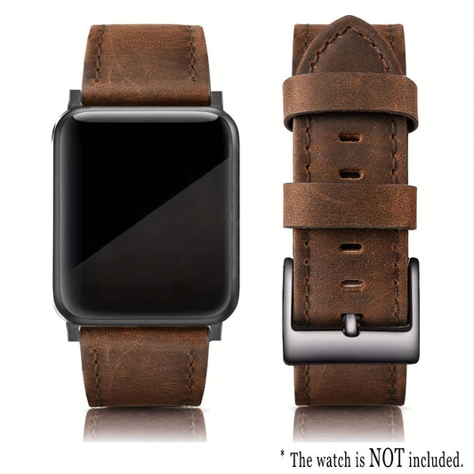 Apple Watch Band Leather for Men Classic Soft Synthetic Leather Strap Coffee Brown, Compatible with Apple Watch Ultra 2 Ultra 1 Series 9 8 7 6 5 4 3 2 1, 38mm 40mm 41mm 42mm – Men's Replacement Wristband