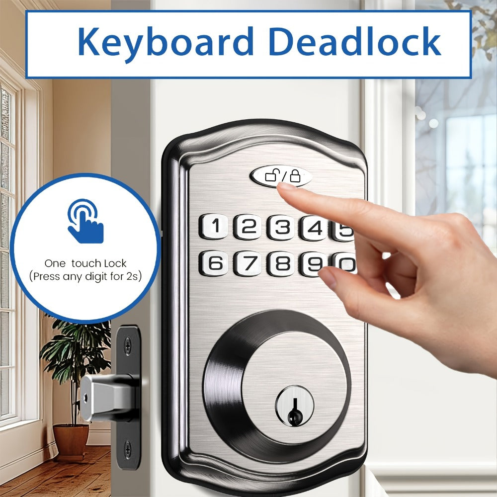Electronic Keypad Deadbolt 3-Pack Keyless Entry Door Lock with 100-Code Capacity, Auto Lock, Anti-Peep PIN & Backup Key – No WiFi No App, Smart Lock for Home Villa Courtyard Apartment Standard Doors