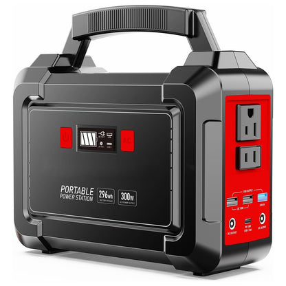 Portable Power Station 296Wh 300W with Eight Outputs, Dual AC Outlets, USB-C and Optional Solar Panel