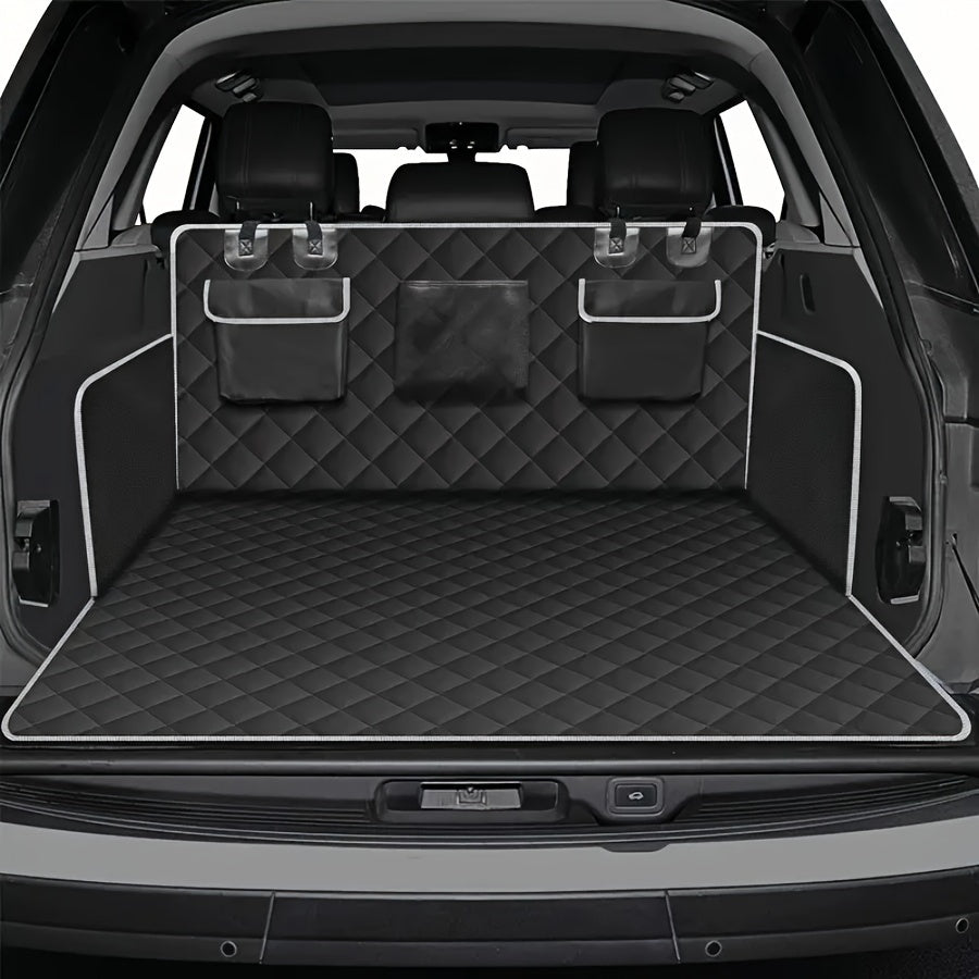 Dog Cargo Liner for SUV Sedan & Van – Waterproof Trunk Mat with Bumper Flap Protector, Non-Slip 600D Oxford, Universal Fit, Scratch & Hair Resistant, Includes Collapsible Dog Bowl