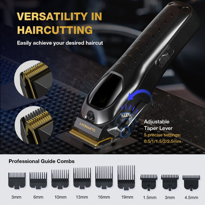 Hair Clippers & Beard Trimmer Set for Men - SUPRENT Professional Cordless Grooming Kit with T-Blade Trimmer