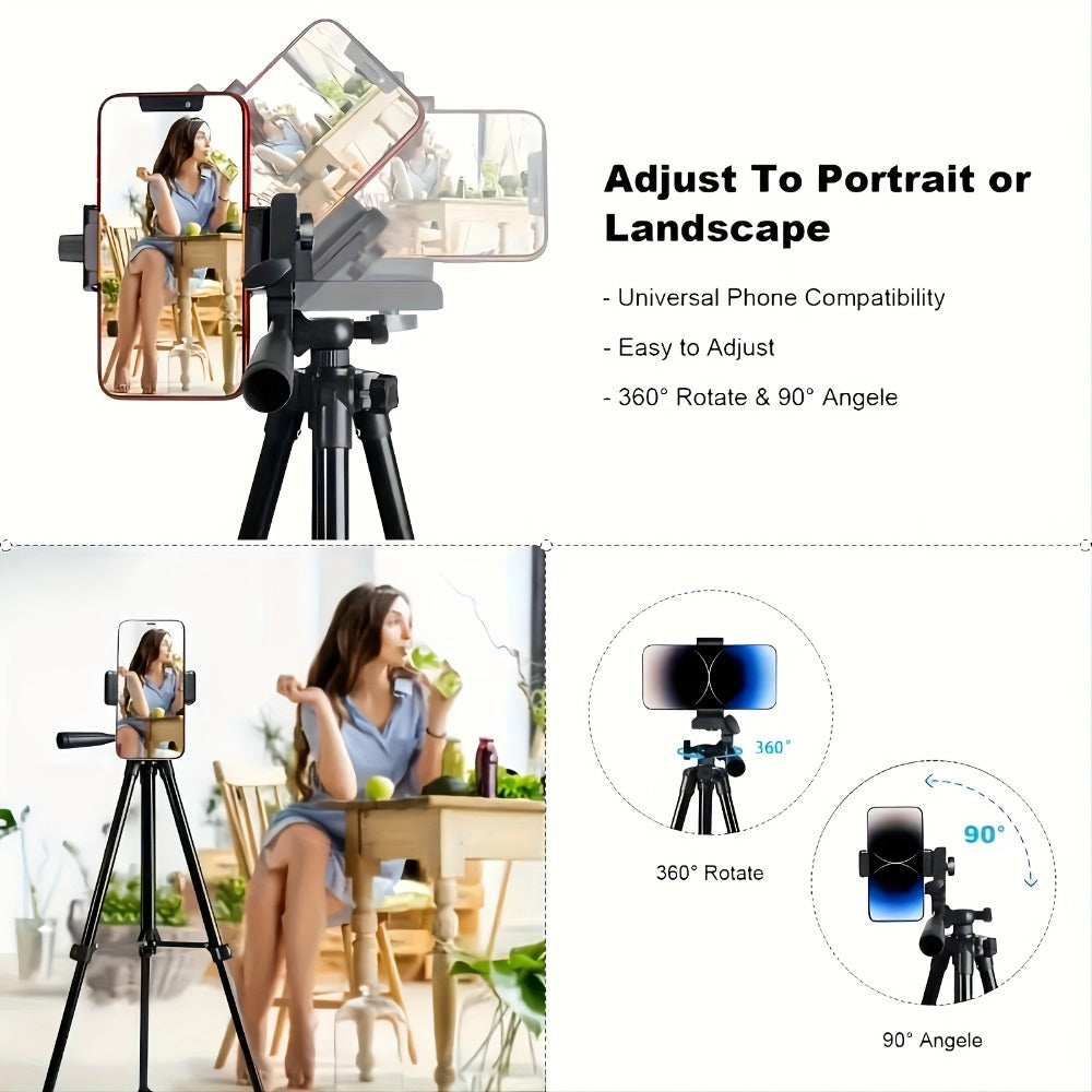 55 Inch Aluminum Tripod with Pistol Grip Head | Dual-Use Phone & Camera Travel Stand for iPhone Android DSLR Mirrorless Action Cam, Portable Lightweight Photography Tripod with Carry Bag