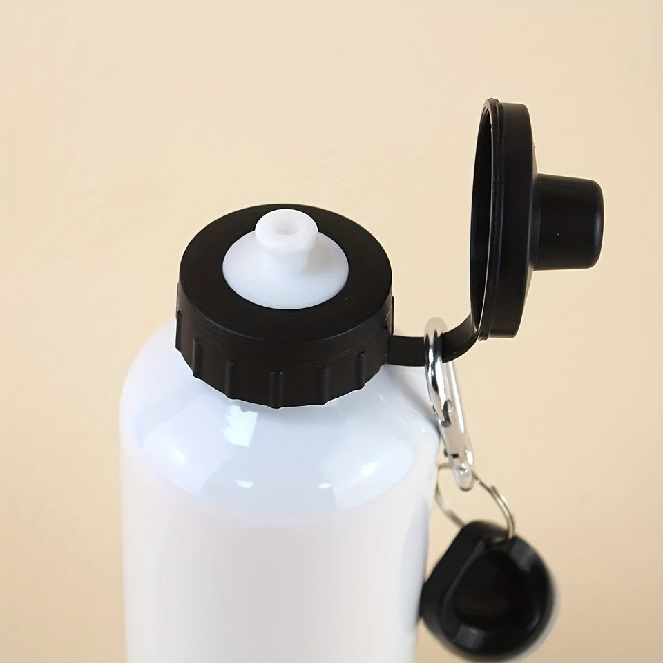 Single Silver Water Bottle with Screw-Top Spout Lid, Clip-On Cap and Preserved 600 ml Checkout Size