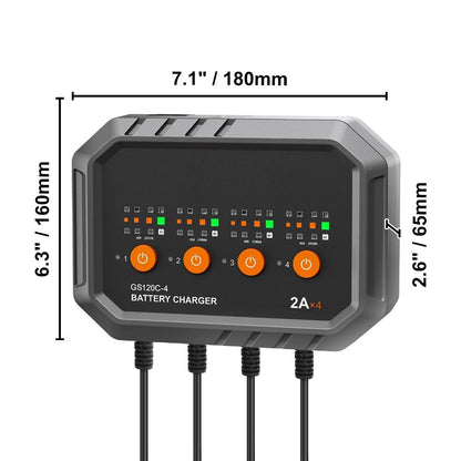 Smart Battery Charger 8A VEVOR Intelligent Charger & Maintainer for LiFePO4, AGM, Gel, SLA & Lead-Acid Batteries