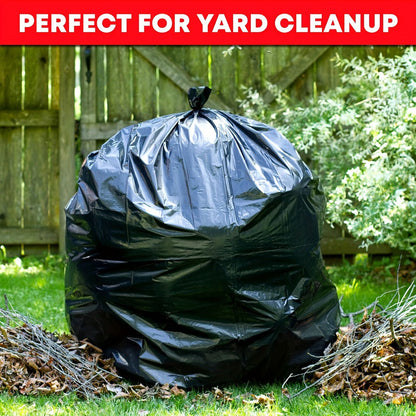 65 Gallon Heavy Duty Trash Bags, Extra Large Black Garbage Bags Tear-Resistant Thickened, 25 & 50 Count for Yard Waste, Outdoor Cleanup, Camping, Lawn & Leaf Bags – Supports Up to 8kg