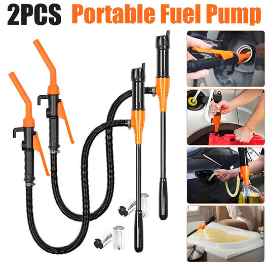 Electric Siphon Pump 2-Pack – Battery Operated Fuel Transfer Pump 2.6 GPM for Gas Diesel Oil, 35" Hose, Portable Hand Fuel Pump Multi-Use
