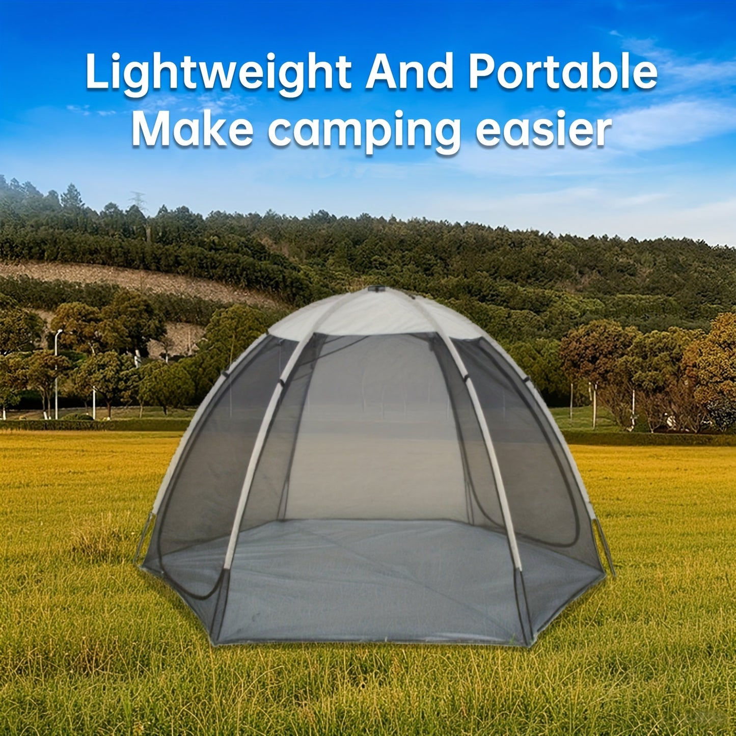 Portable Khaki Dome Screen Tent with Full Mesh Panels, Wide Zippered Entry and Flexible Pole Frame