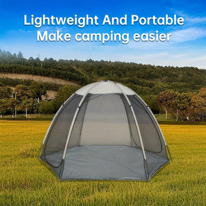 Portable Khaki Dome Screen Tent with Full Mesh Panels, Wide Zippered Entry and Flexible Pole Frame