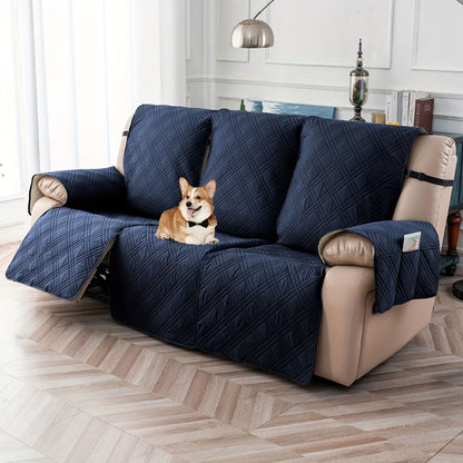 Waterproof Recliner Slipcover 3pcs Set | Non-Slip Quilted Elastic Recliner Chair Cover, Furniture Protector for Living Room Bedroom Office, 8 Colors